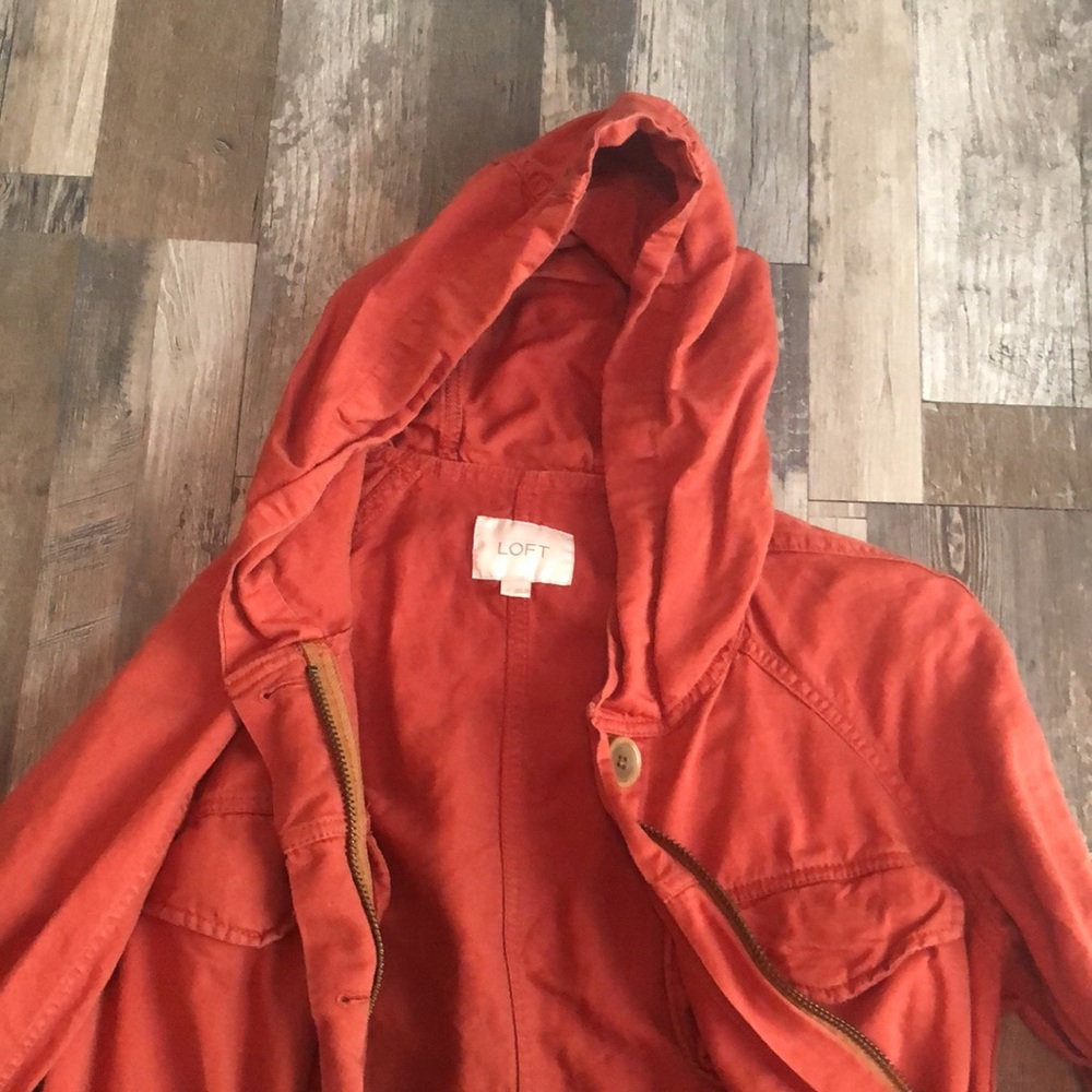 Loft Drawstring Jacket. Coral/Rust Color. Size S. - image 4
